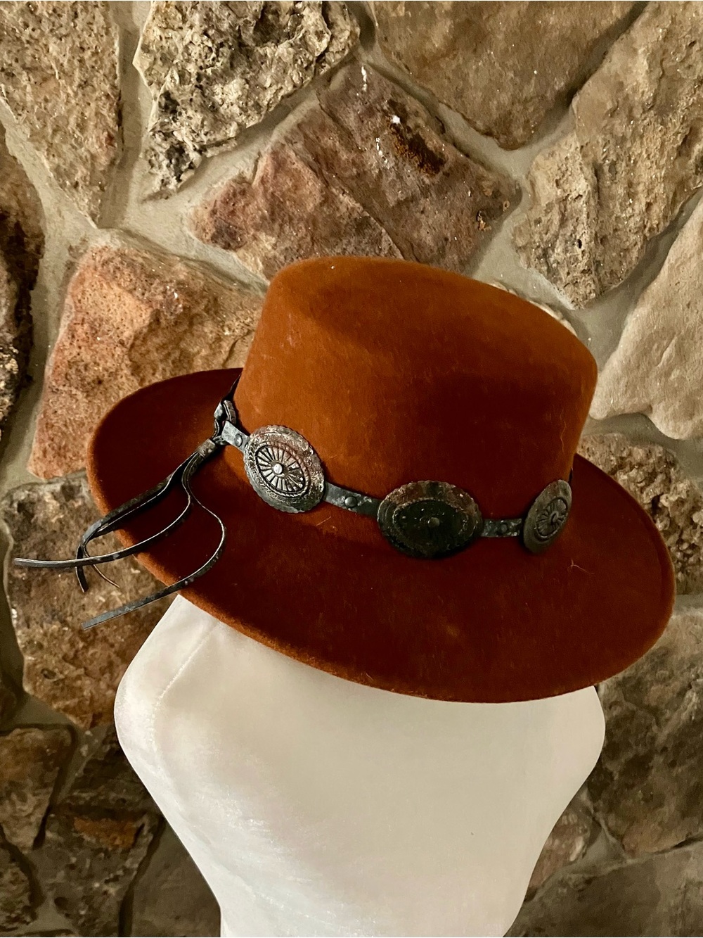 Women’s Bailey Rust Brown Felt Western Hat with Concho Band